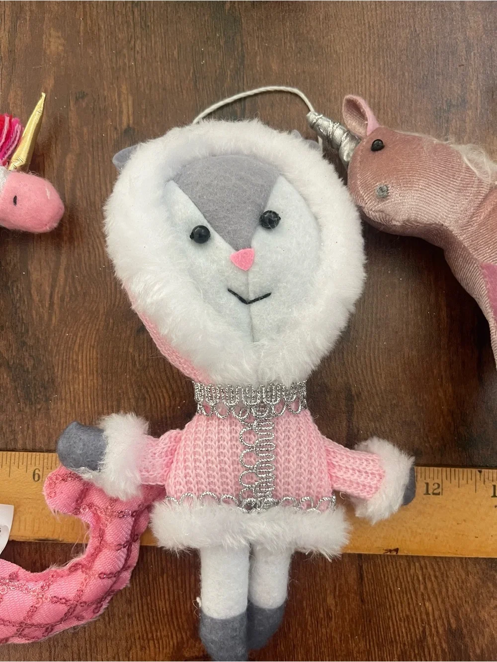 Target Pink and Gray Arctic Plush Ornament with Faux Fur Hood