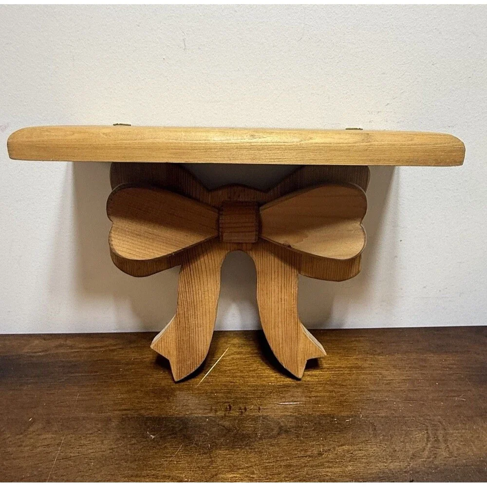 Vintage 80's Wood Bow Shelf Display Cottagecore Country Farmhouse Coquette