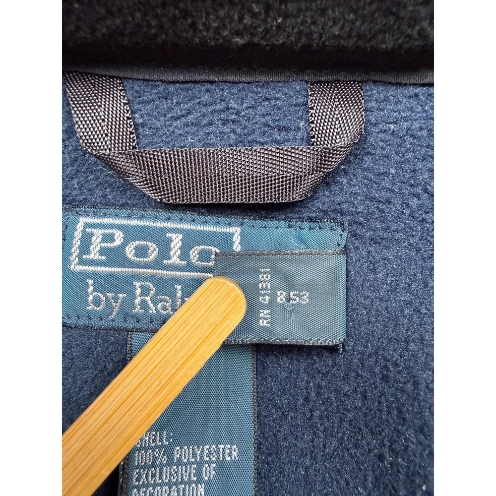 VTG Y2K Polo Ralph Lauren Polartec Fleece Jacket Men XXL Navy Gray Full Zip Hood
