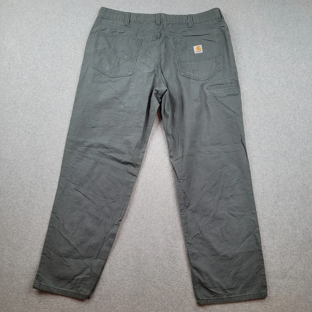 Carhartt Relaxed Fit Canvas Work Pant Mens 38x32 Gray Rugged Flex BN2517-M