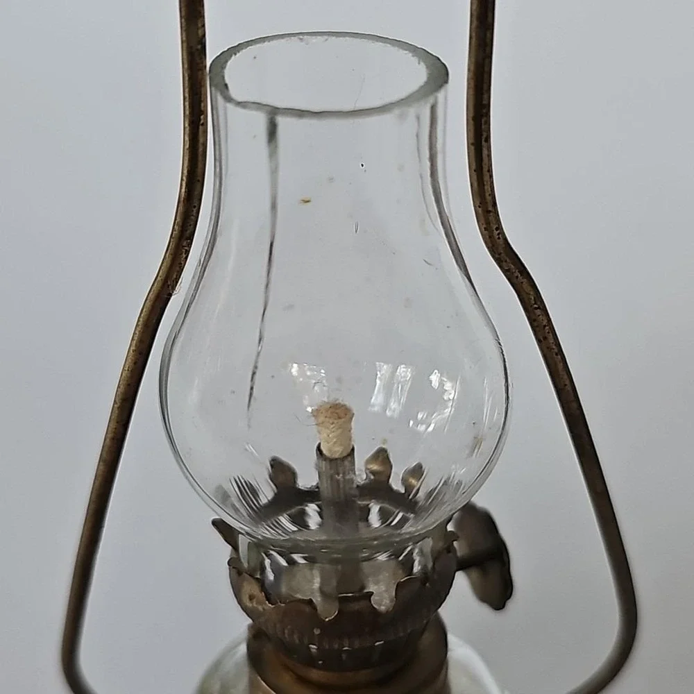 Set Of 2 Vintage Miniature Oil Hurricane Lamps Kerosene Decorative Brass 1745