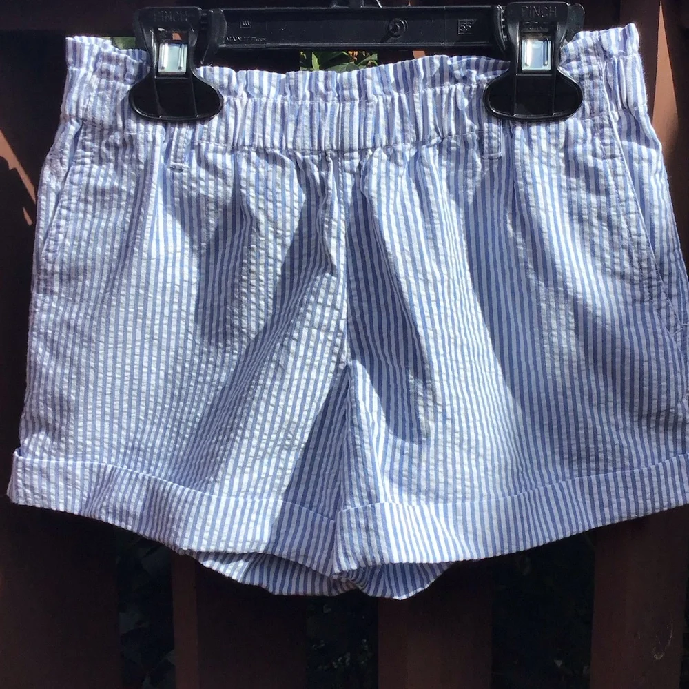Ralph Lauren Seersucker Striped Cotton Shorts PullOn Elastic‎ Waist