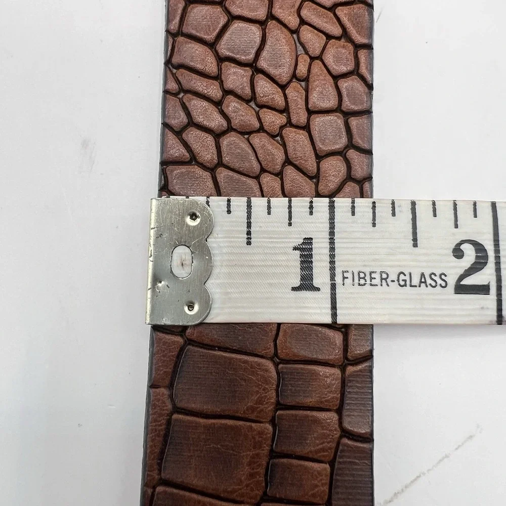 Allen Edmonds Handcrafted USA Leather Belt Brass Buckle Italy 36 Brown Reptile