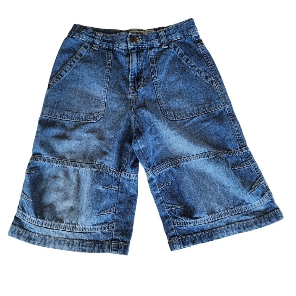 OshKosh Denim Jean Shorts Adustable Elastic Waist‎ Boy's Size 7X