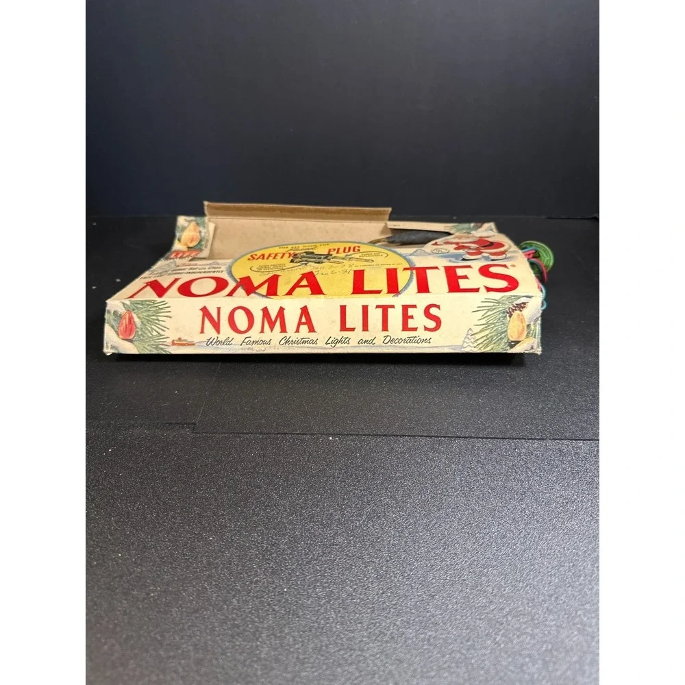 Vintage Noma Lites 7-Light Christmas String Set w/ Box Fused Plug Works GE Bulbs