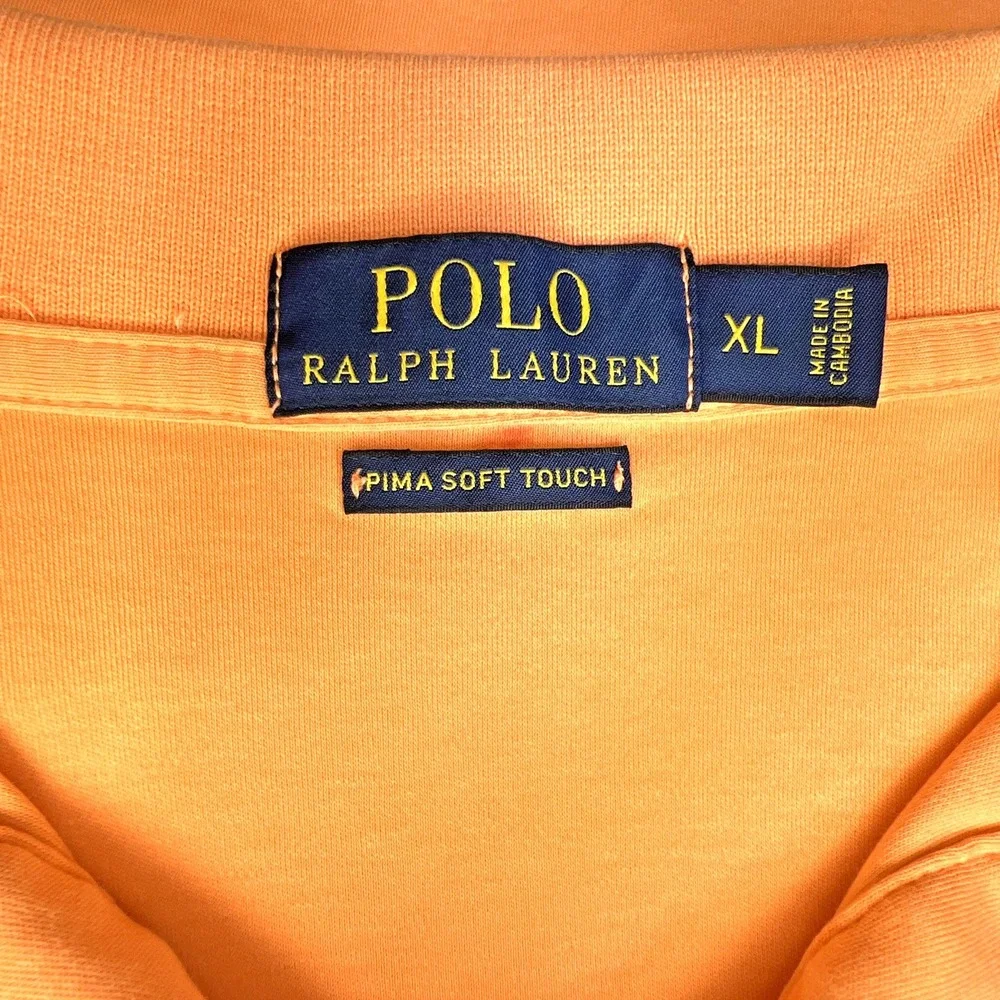 MENS POLO RALPH LAUREN Shirt XL Orange Polo Pima Soft Touch Colored Pony Preppy