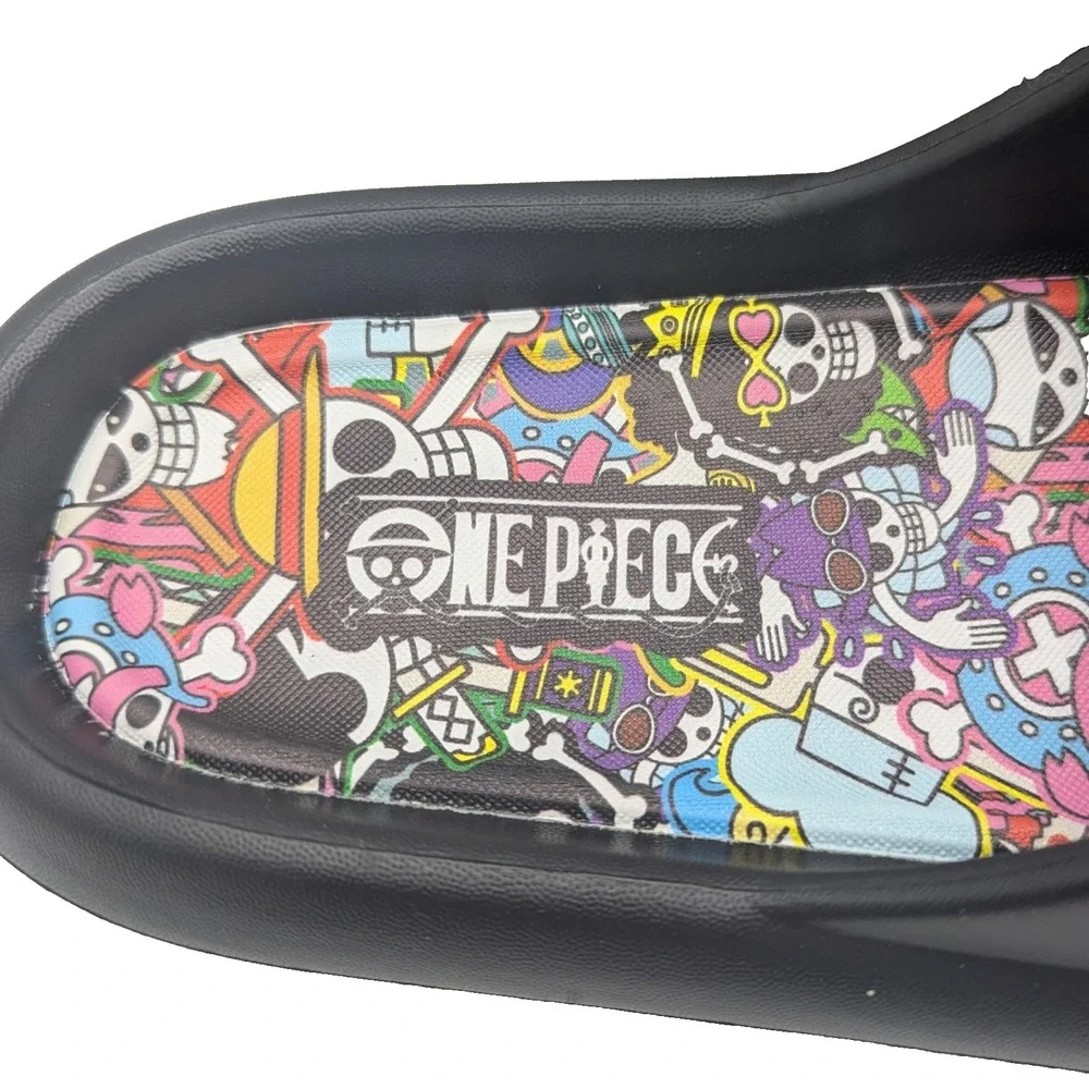 One Piece Anime Skull Slides Sandals Mens Size 9 Black Anime Slip On