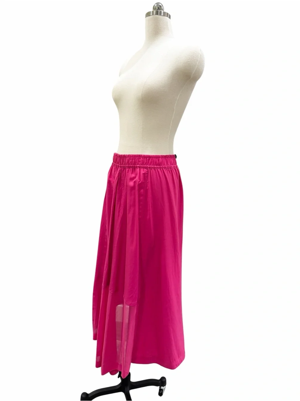 DKNY Handkerchief Hem Mixed Media Pull On Elastic Waist Maxi Skirt Pink XL NWT