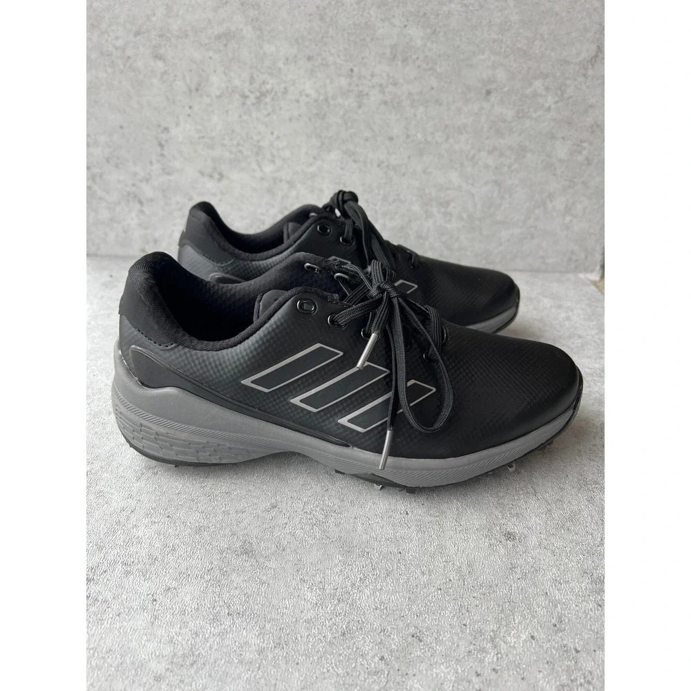 New Adidas ZG23 Golf Shoes Mens 7.5 Core Black Grey Spiked Waterproof‎ H03672