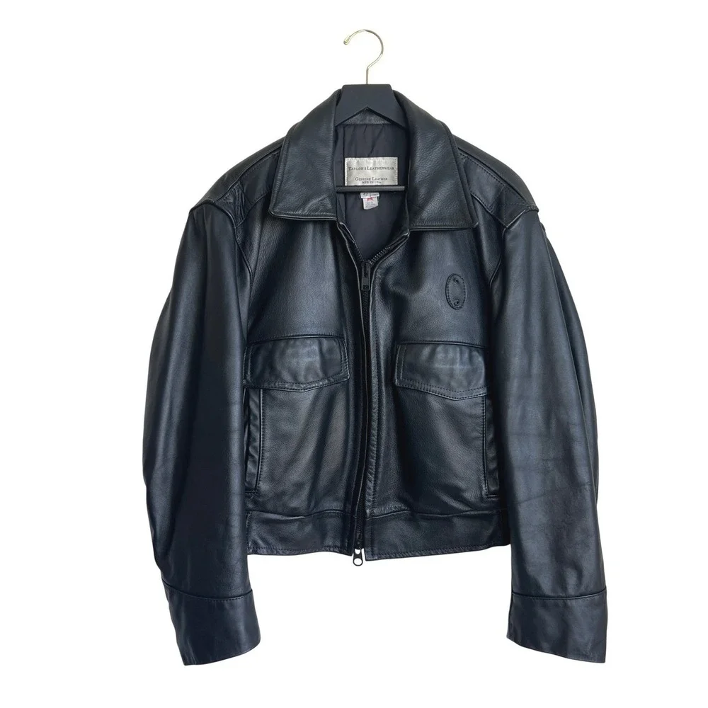 Taylors Leatherwear Mens Black Leather Police Jacket‎ Thinsulate Size 42 S USA