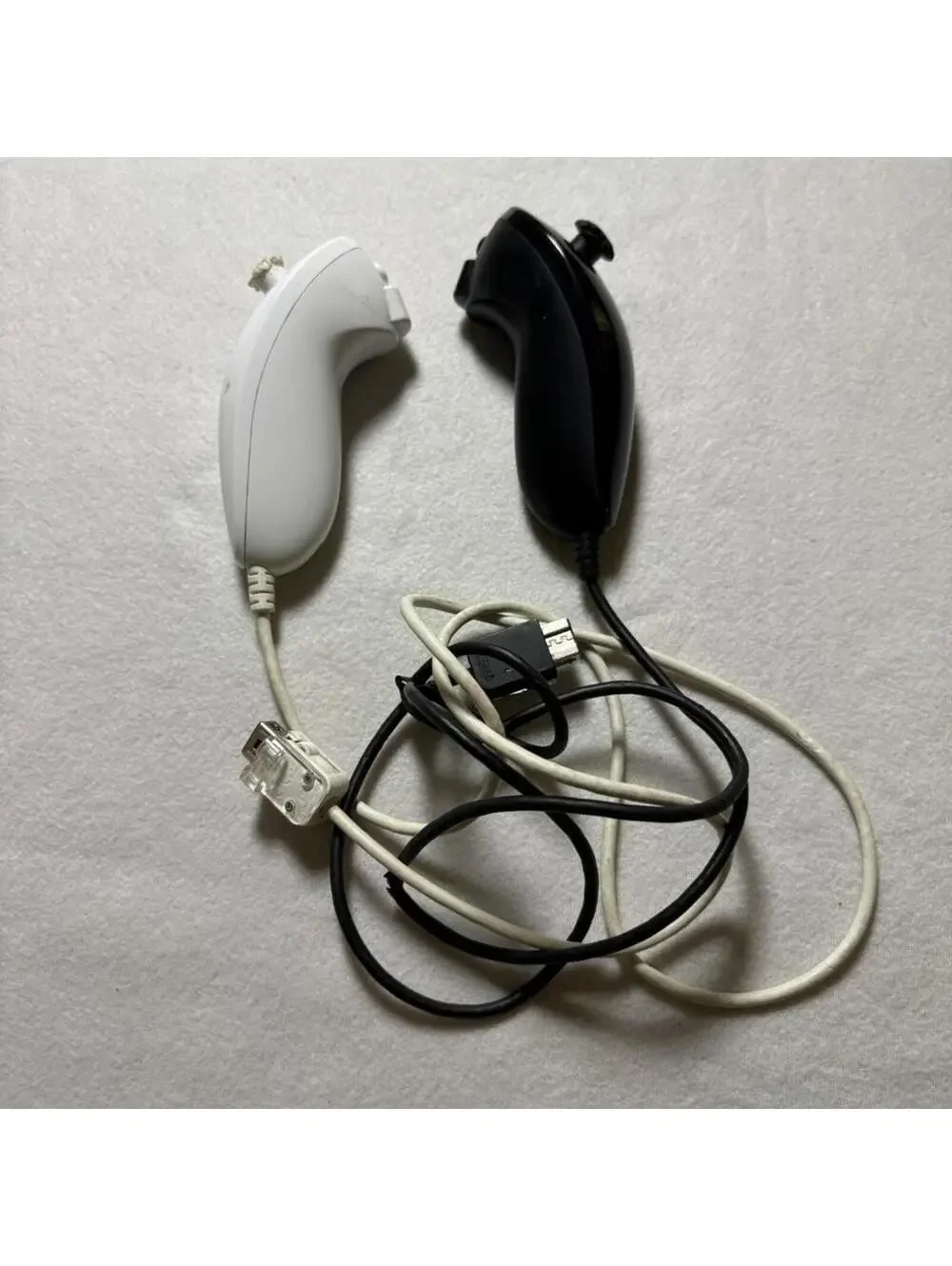Nintendo Wii Nunchuck Controllers Black and White Lot of 2 Damaged For Parts