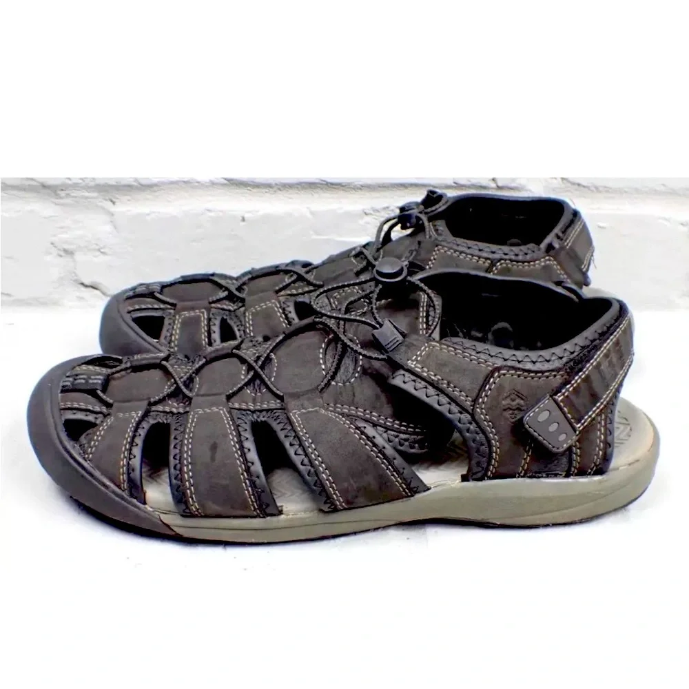 Khombu Men's Fisherman Sandals Travis Black Hiking Water Adjustable Size 12M