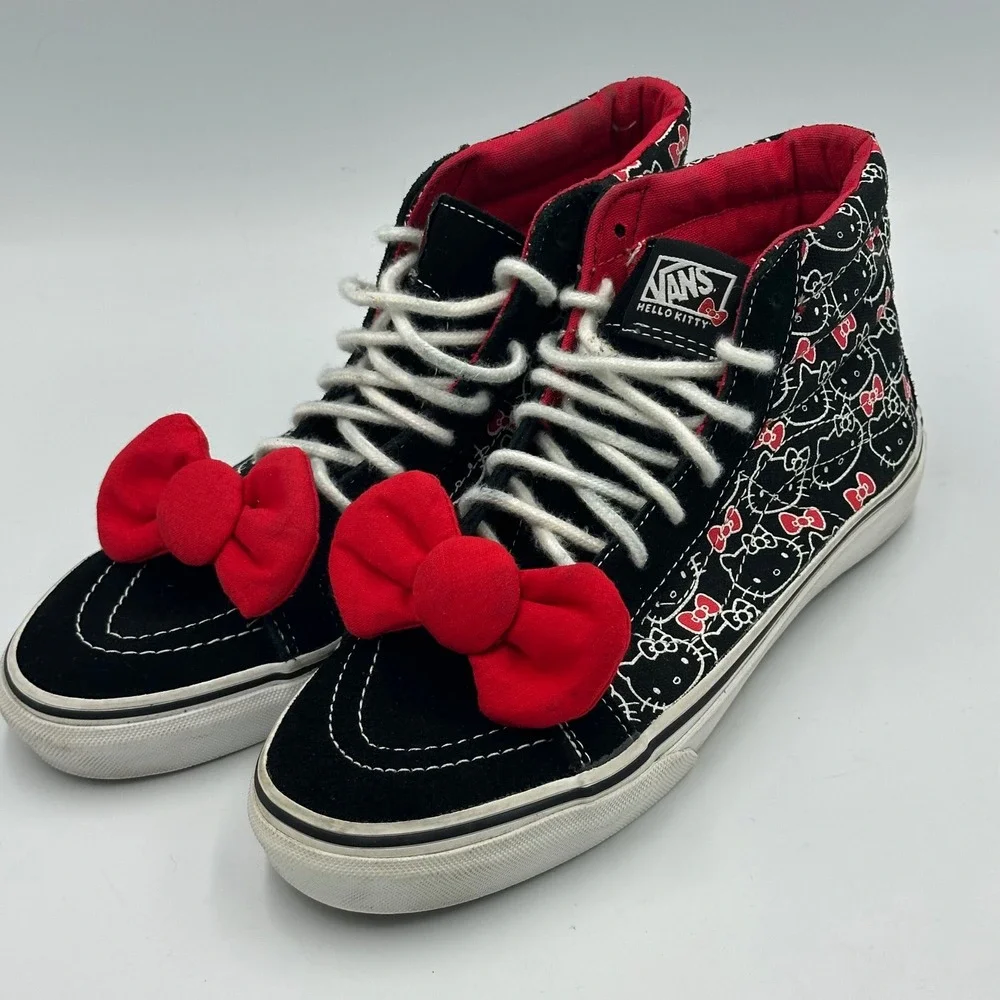 Vans Hello Kitty Sk8-Hi Black Red/ Bow Sneakers Womens 7.5 / Mens 6 Kawaii Skate