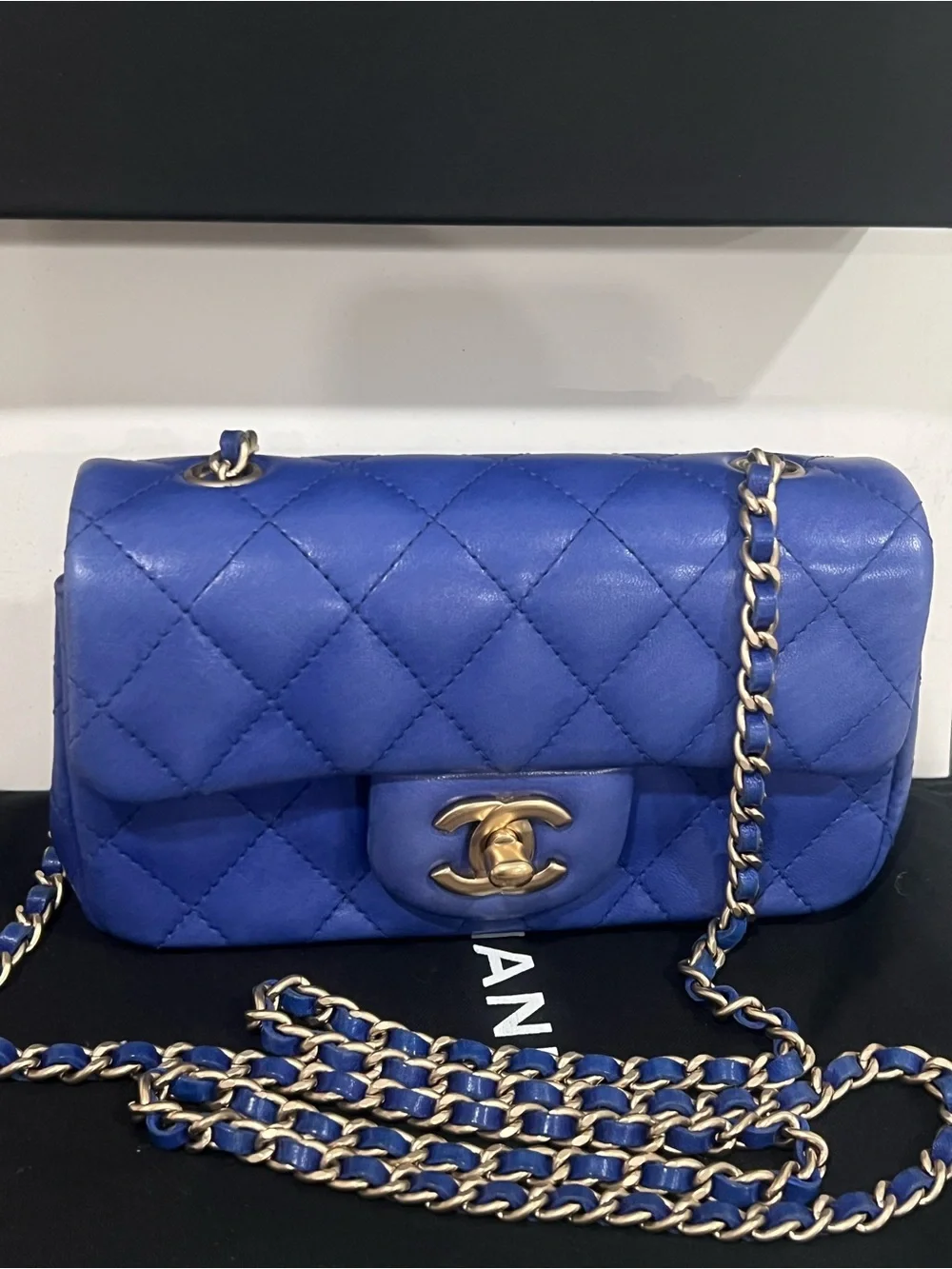 💙💙Chanel Quilted Lambskin Extra Mini Rectangular Flap Bag