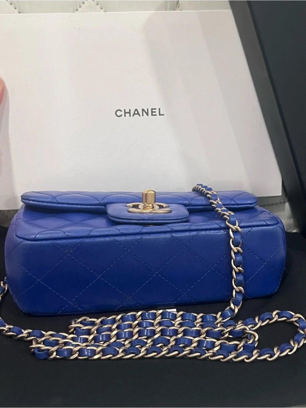 💙💙Chanel Quilted Lambskin Extra Mini Rectangular Flap Bag
