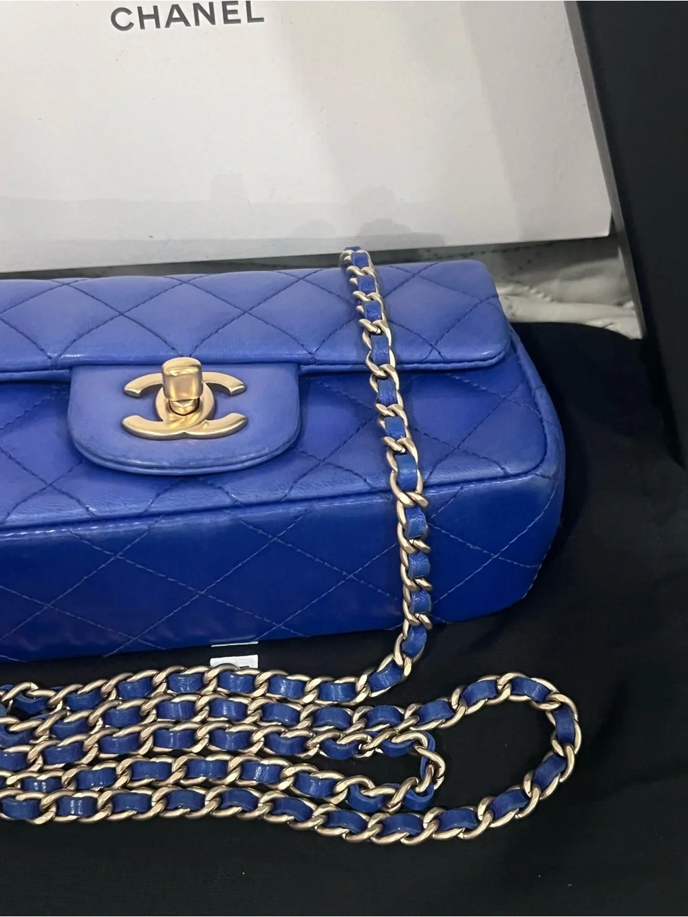 💙💙Chanel Quilted Lambskin Extra Mini Rectangular Flap Bag