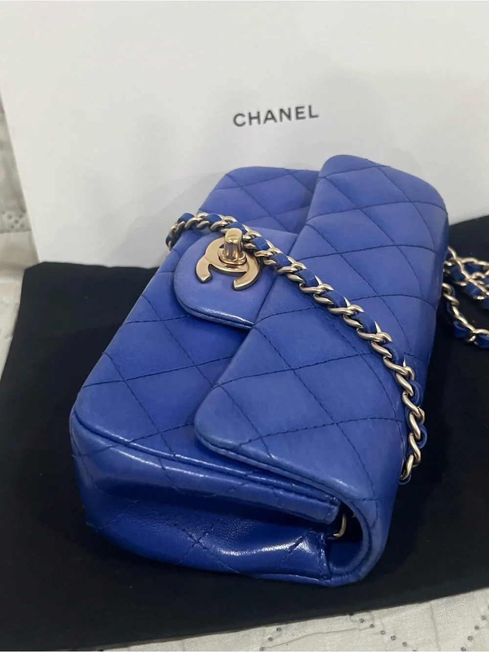💙💙Chanel Quilted Lambskin Extra Mini Rectangular Flap Bag