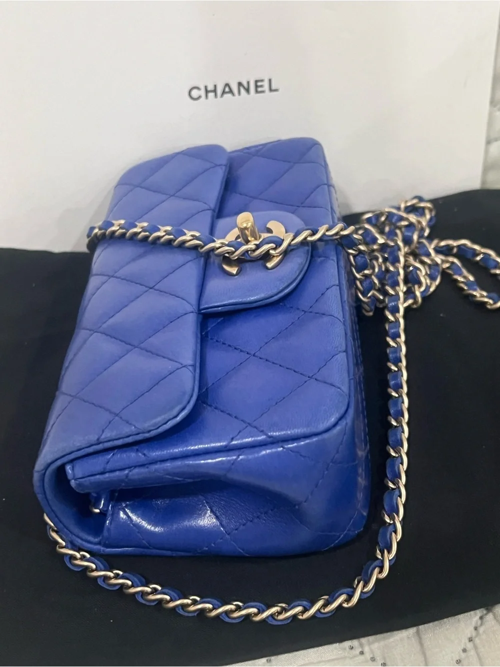 💙💙Chanel Quilted Lambskin Extra Mini Rectangular Flap Bag