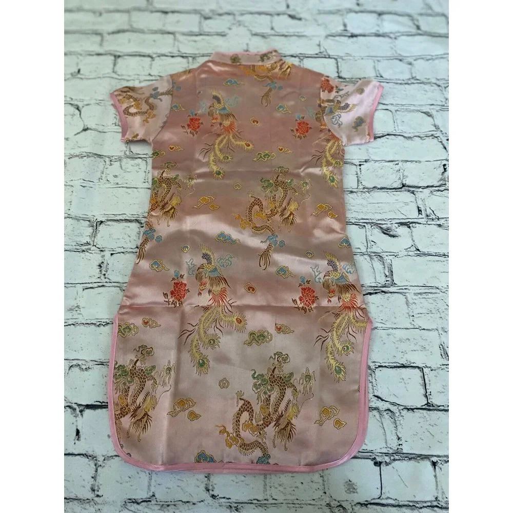 Chinese New Year Qipao Cheongsam Girls Size 6 Pink‎ Dress Party Peonies Costume