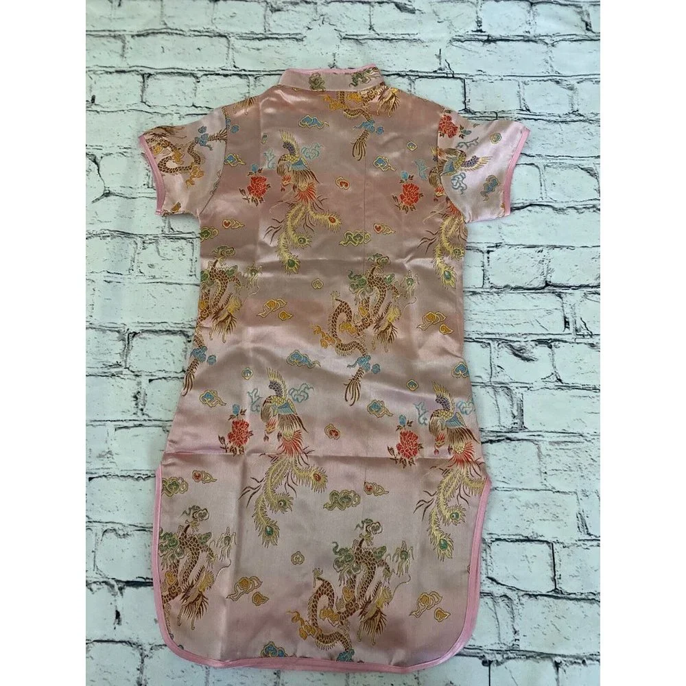 Chinese New Year Qipao Cheongsam Girls Size 6 Pink‎ Dress Party Peonies Costume