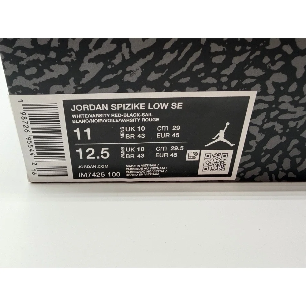 Nike Air‎ Jordan Men's Size 11 Spizike Low SE White Black Varsity Red New 0014
