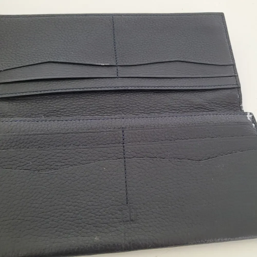 Dunhill‎ Designer Checkbook Card Bill Holder Wallet Black Bifold Leather Long