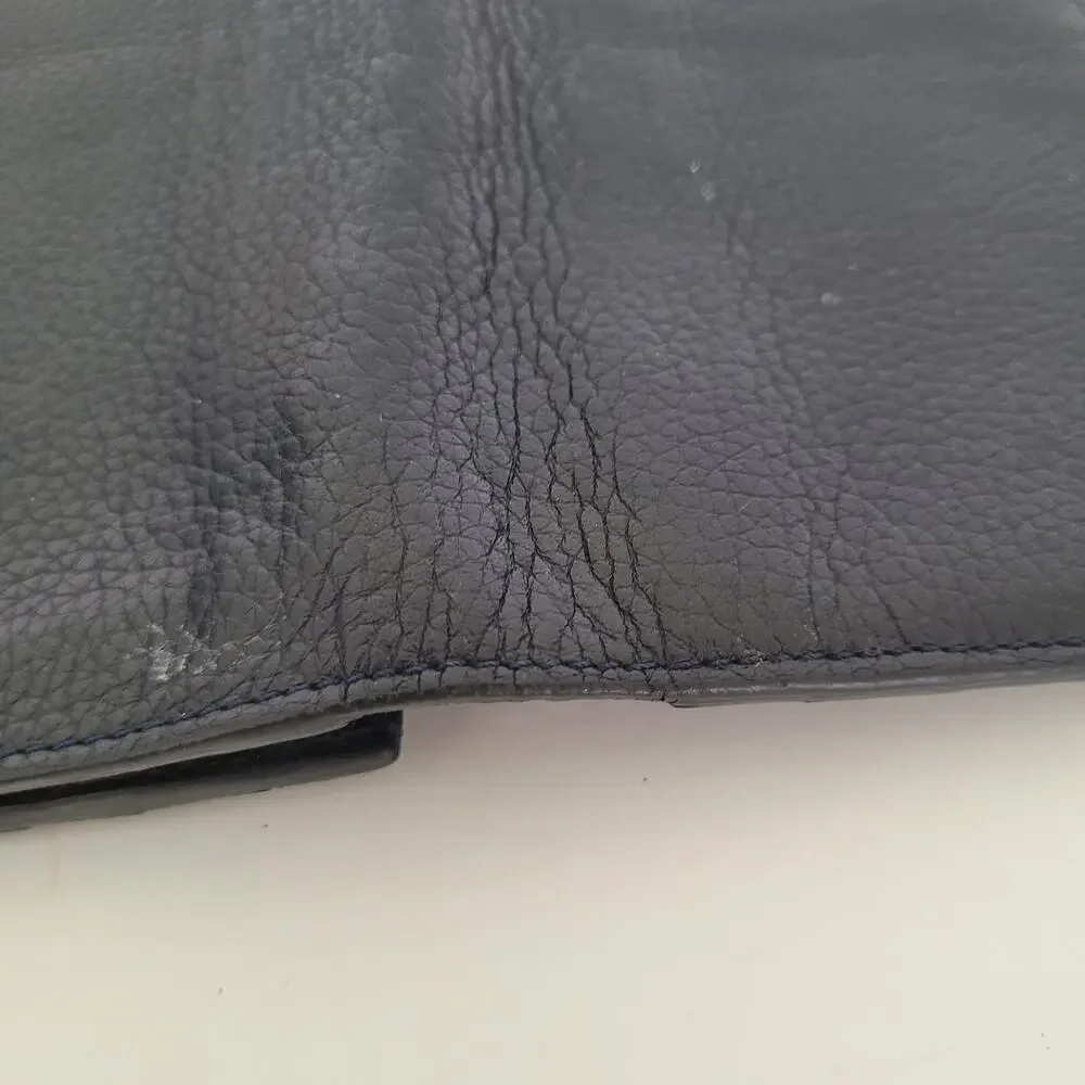 Dunhill‎ Designer Checkbook Card Bill Holder Wallet Black Bifold Leather Long
