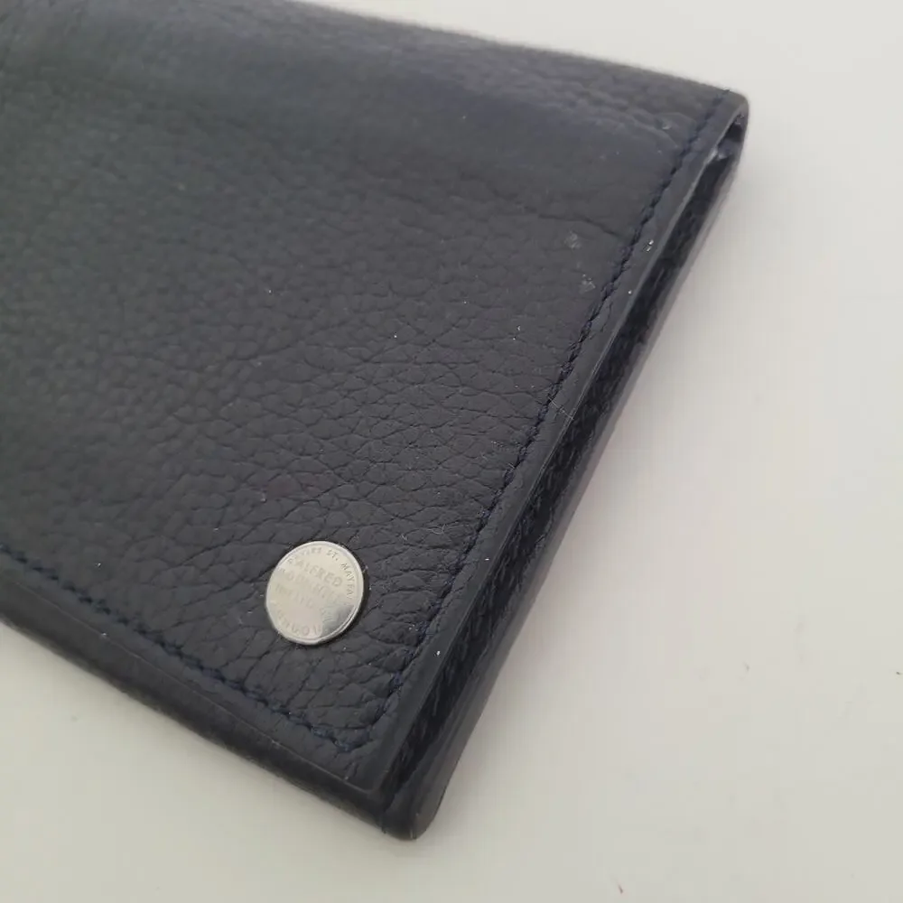 Dunhill‎ Designer Checkbook Card Bill Holder Wallet Black Bifold Leather Long