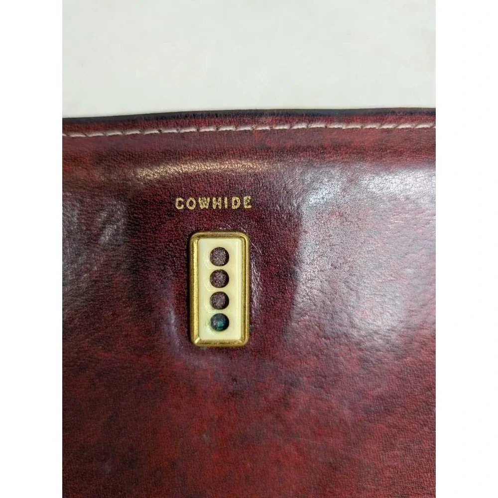 Royal Crest Leather Cowhide Clutch Wallet‎ Coin Purse Burgundy Women's