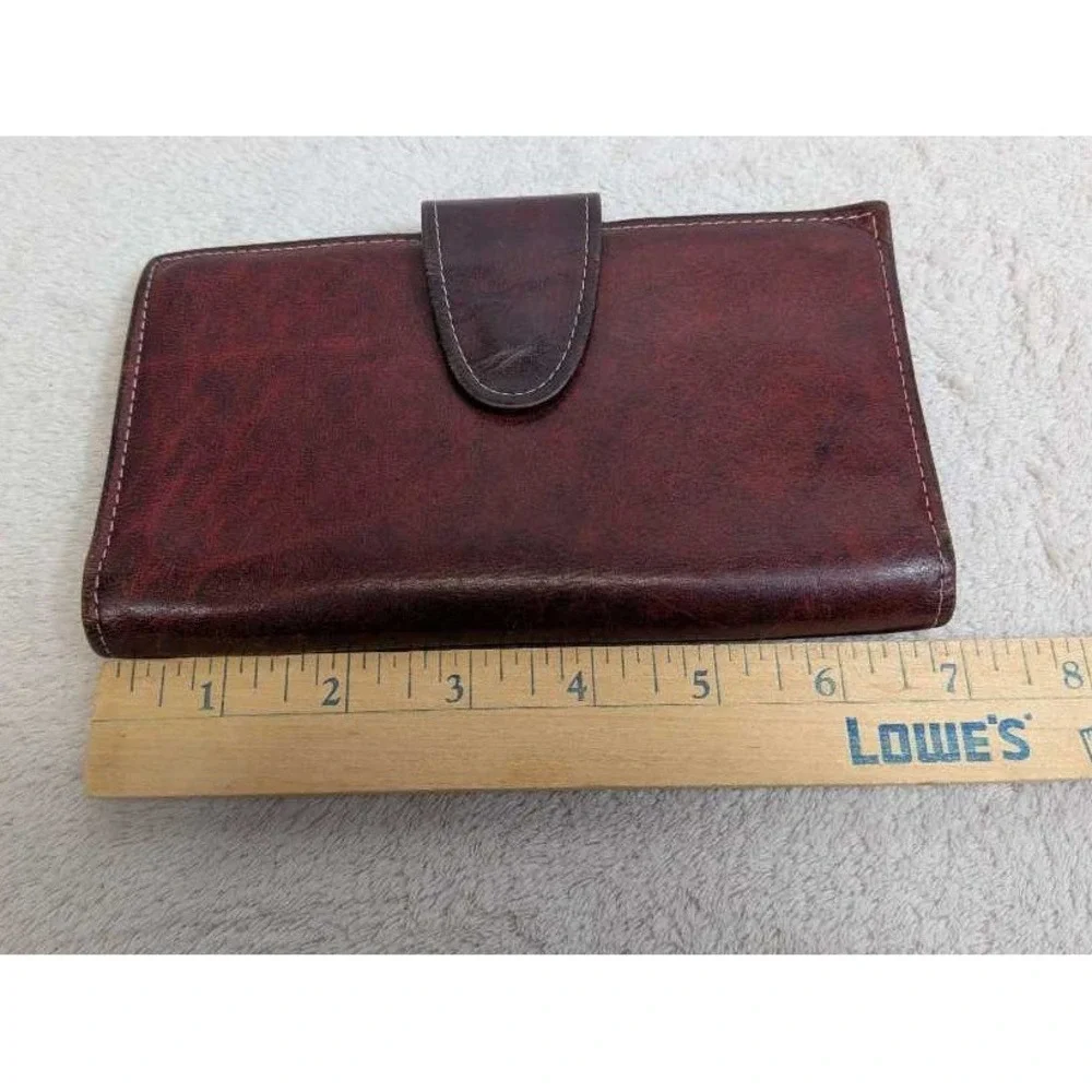 Royal Crest Leather Cowhide Clutch Wallet‎ Coin Purse Burgundy Women's