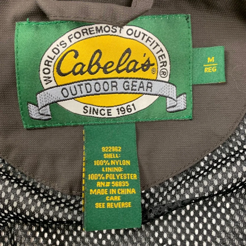 Cabela's Jacket Mens Medium Brown Nylon Mesh Lined Hooded Outdoor Utility 1054