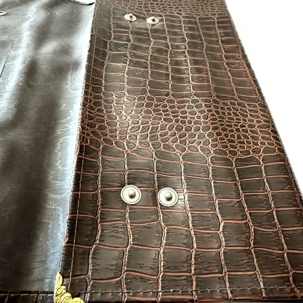 Vintage Myron Mfg Faux Alligator Leather Tri-Fold Document Portfolio Kansas City