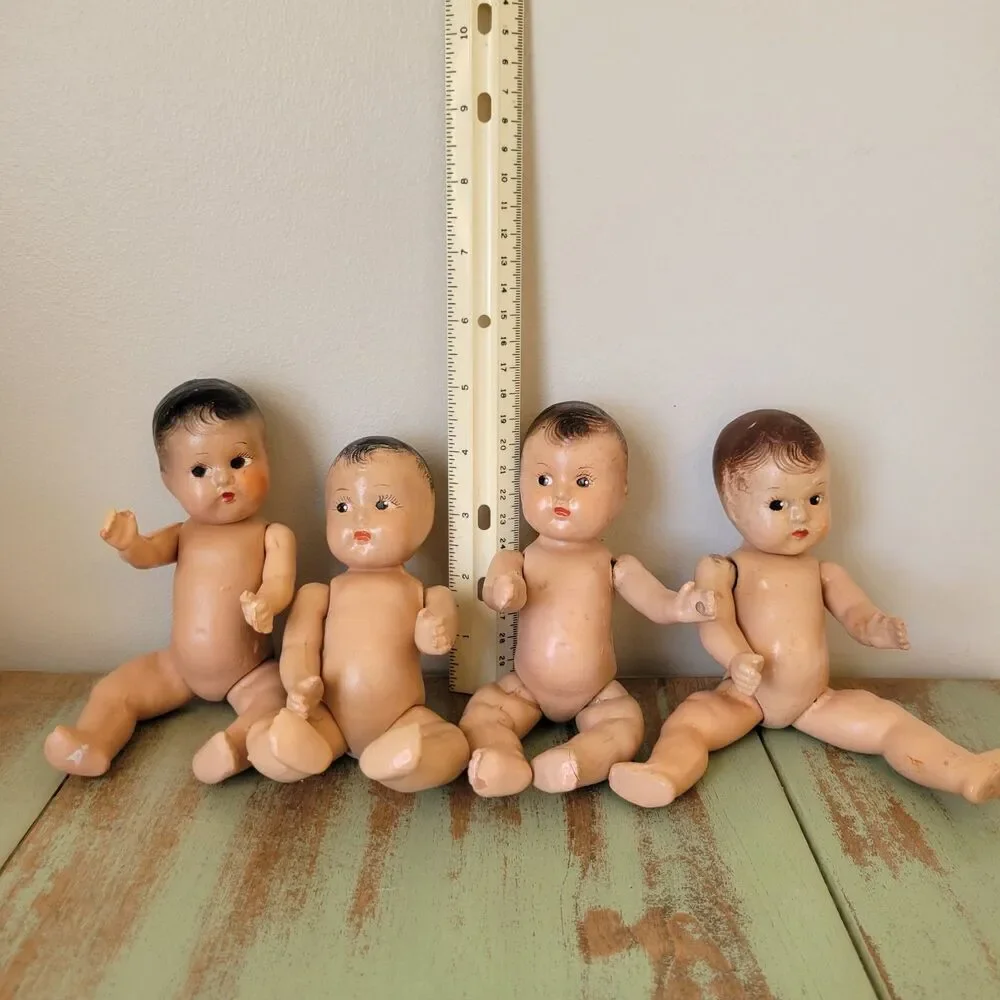 Vintage Crawling Baby Doll Quadruplets – Marked “Superior” & “Hollywood” –