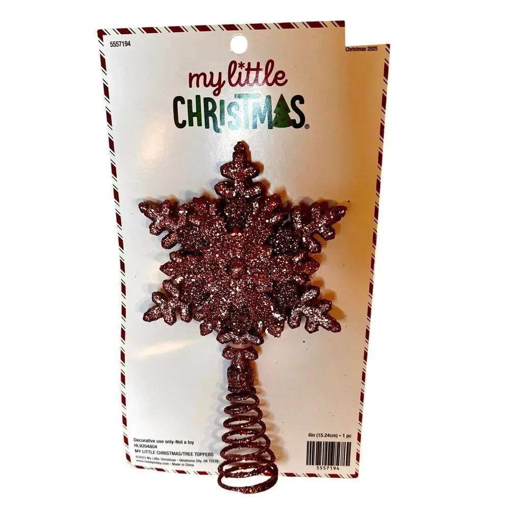 Pink Snowflake Mini Tree Topper Christmas Glitter Decor Metal Spiral New W Tags
