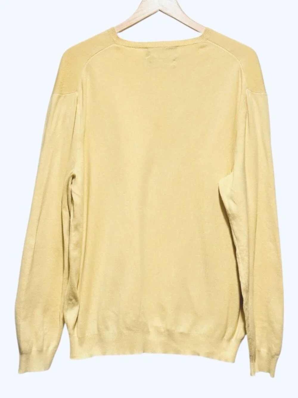 Polo Ralph Lauren sz L Pony V-Neck Yellow Pima Cotton Mens Preppy Tennis Sweater