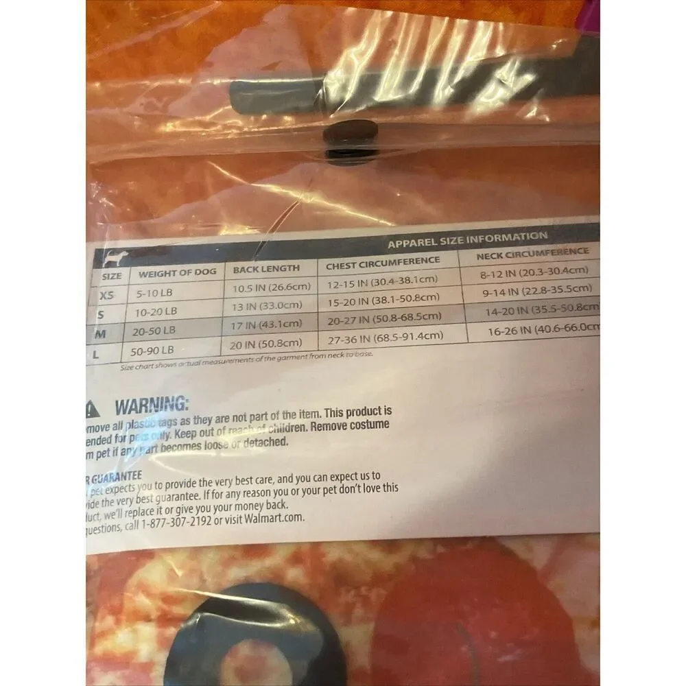 Vibrant Life Dog Puppy Pet Pizza Costume Size Med 20 To 50‎ LBS Halloween Party