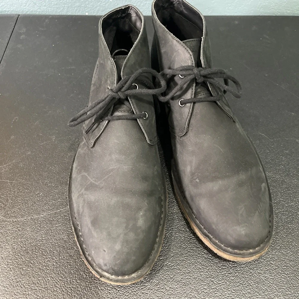 UGG Chukka Boots Mens 10.5‎ Black Biltmore Leather Lace Up Ankle Shoes Desert