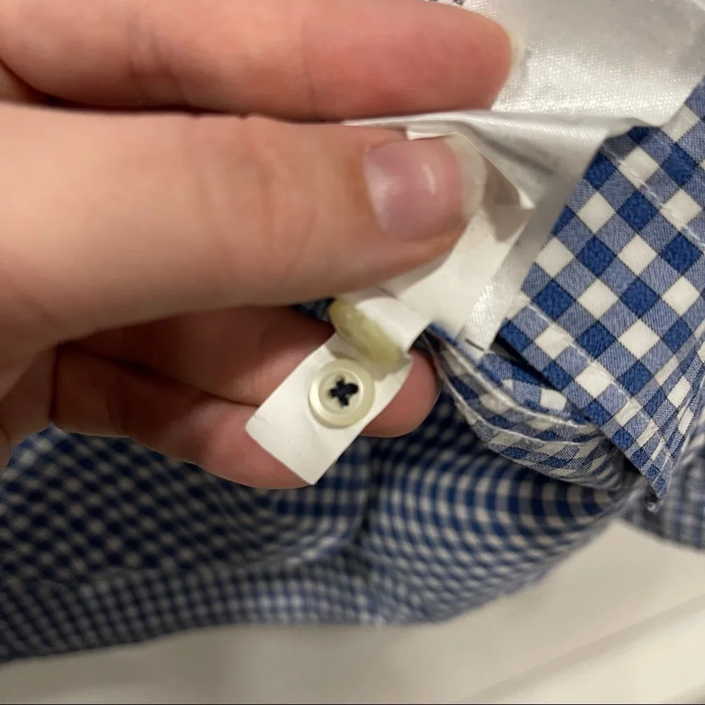 Banana Republic Camden Fit Mini Check Blue Sky Shirt Button Down Small