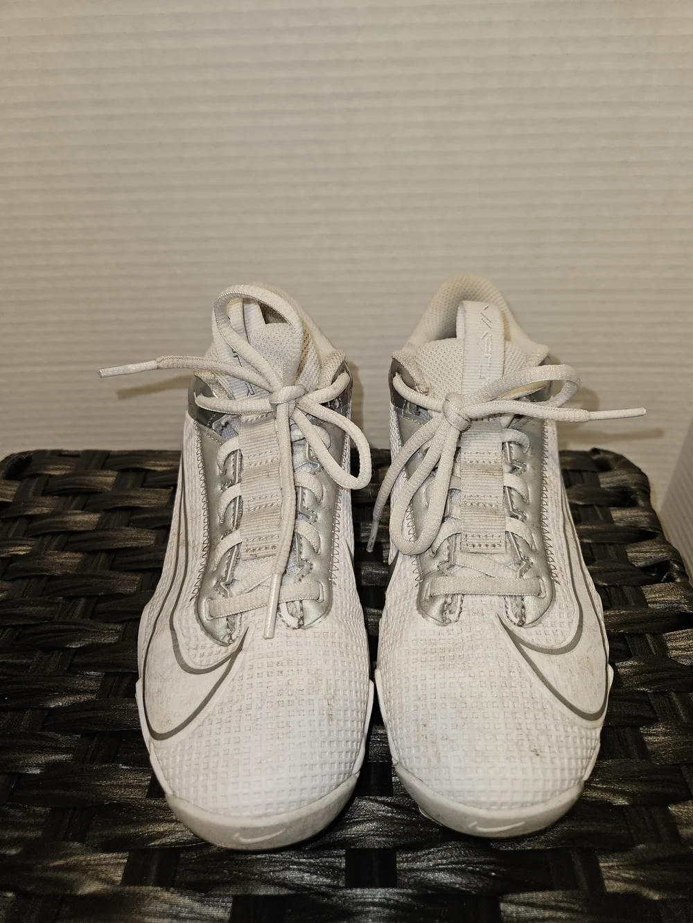 Nike Kids White and Silver Cleats