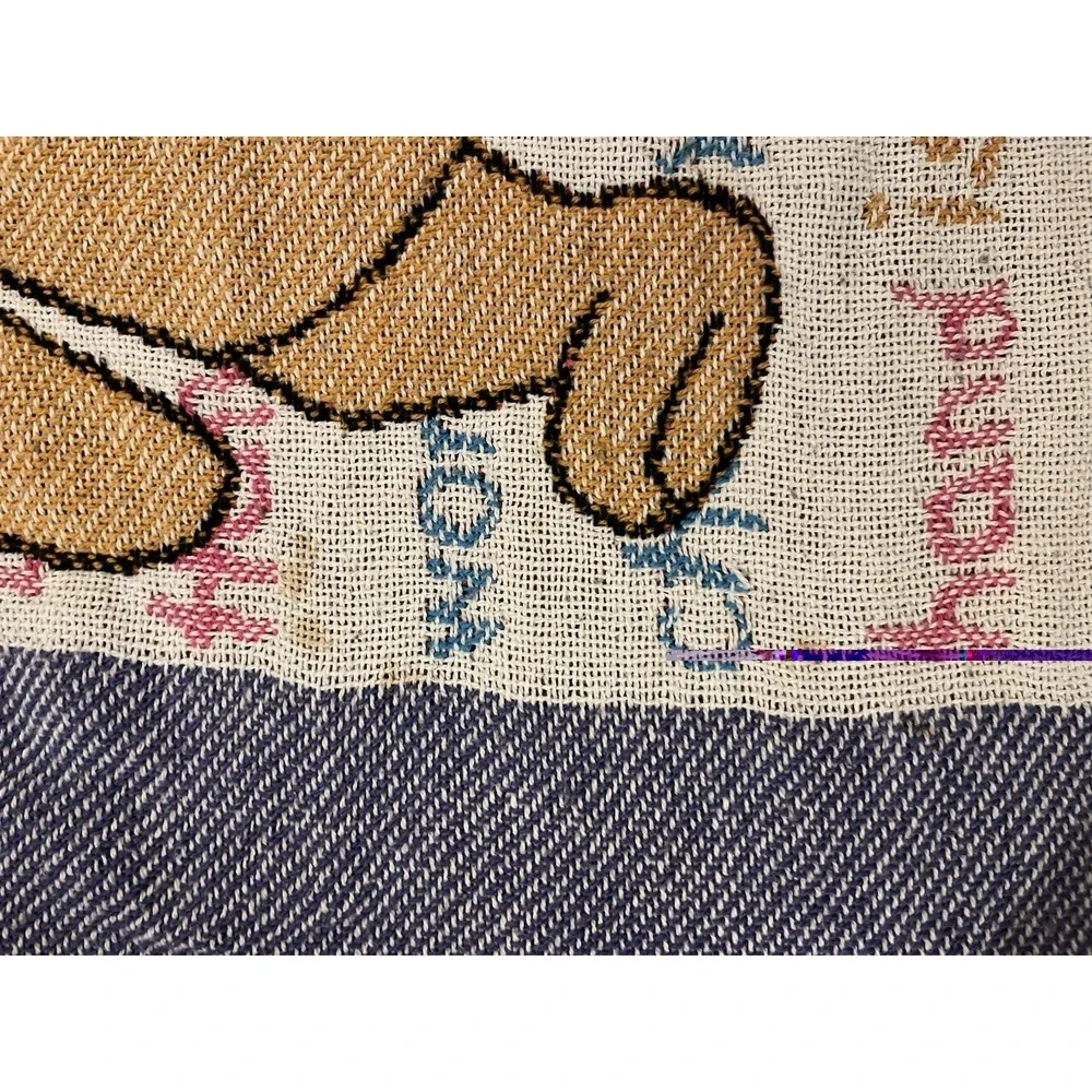1995 Winnie the Pooh and Piglet Crib Tapestry Blanket 36x46 Vibrant Colors Stain