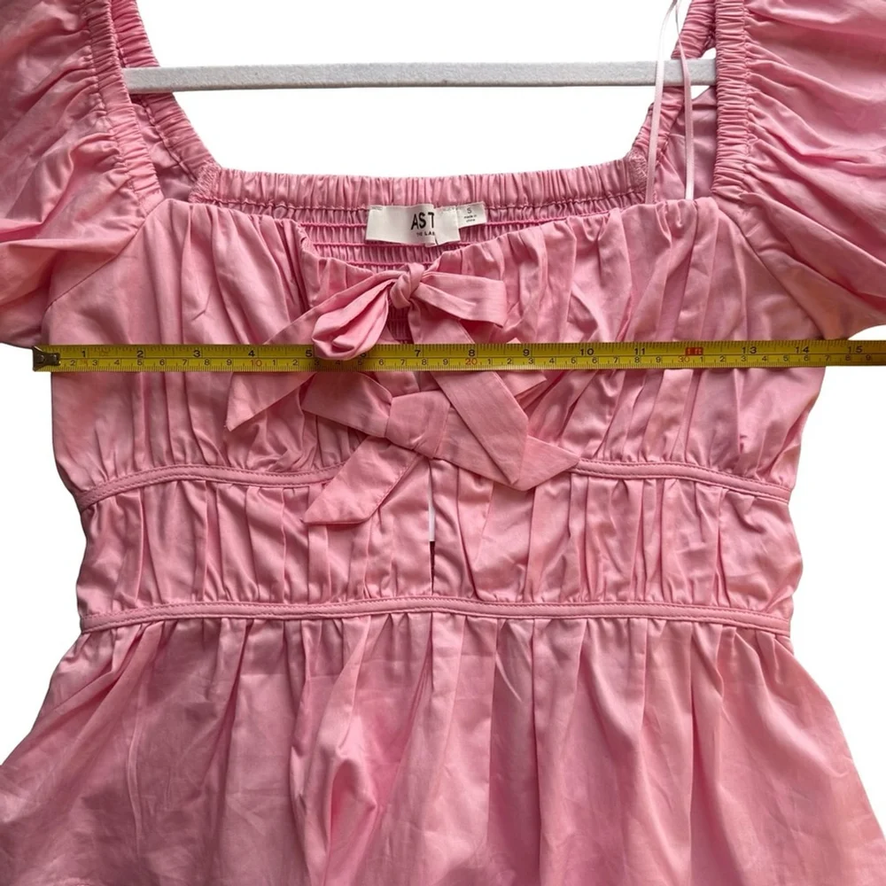 Astr The Label Smocked Pink Puff Peplum Sleeve Blouse Size S Cottagecore Boho
