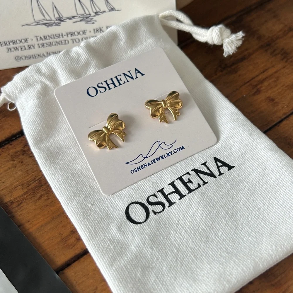 Oshena beachwear‎ Gold Bow Earrings