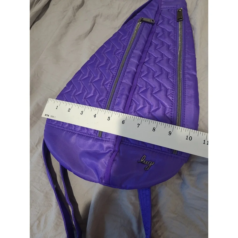 Lug Windsail Sling Bag Purple Quilted NWOT contemporary travel multi pocket adj.