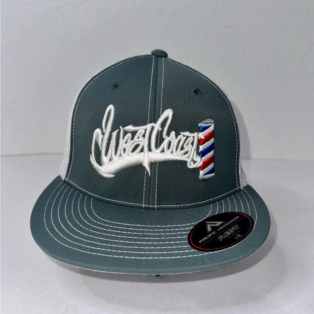 Pacific Headwear West Coast Cap Hat Size L-XL 7 3/8 - 8 Barber Hair Cuts Flexfit