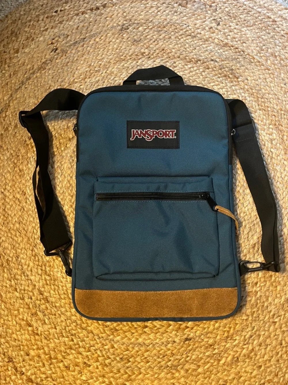 Jansport Teal Laptop Backpack with Tan Suede Trim