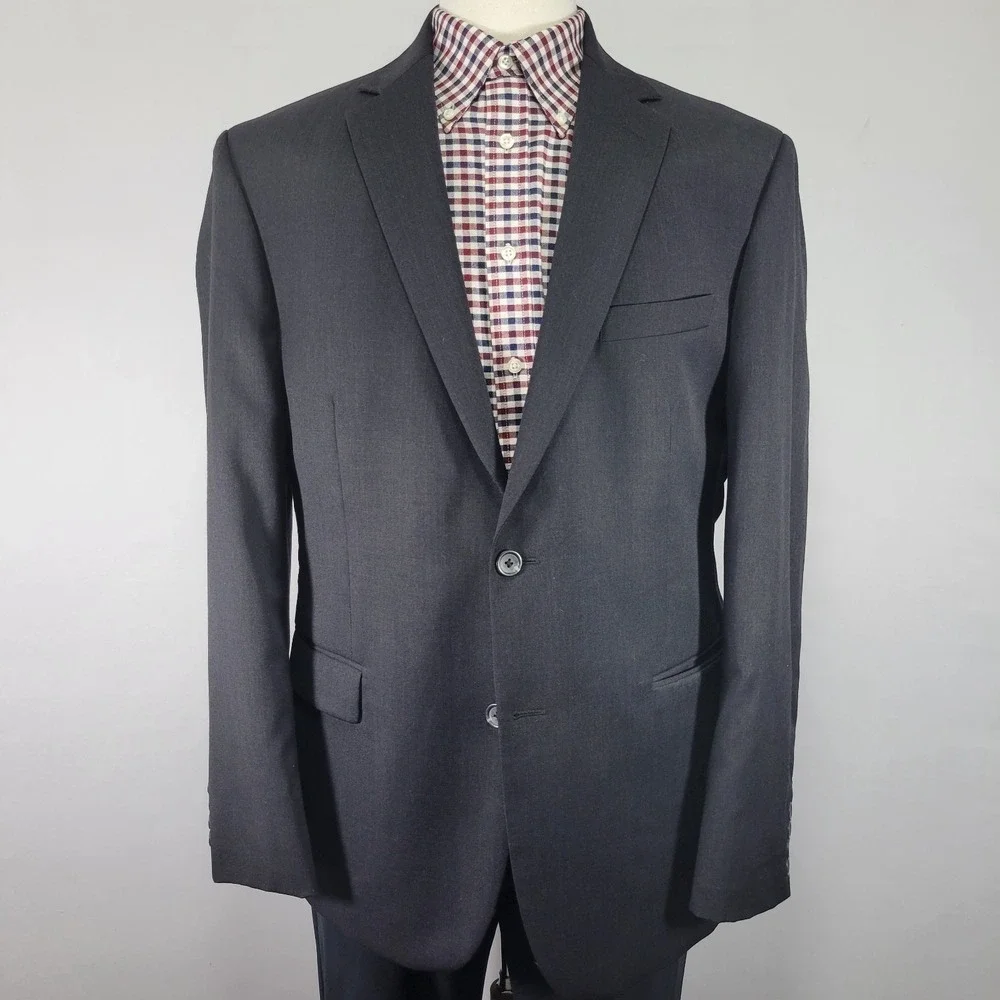 Pronto Uomo Platinum Men's Sport Coat Blazer Two‎ Button Charcoal Gray 44R Wool