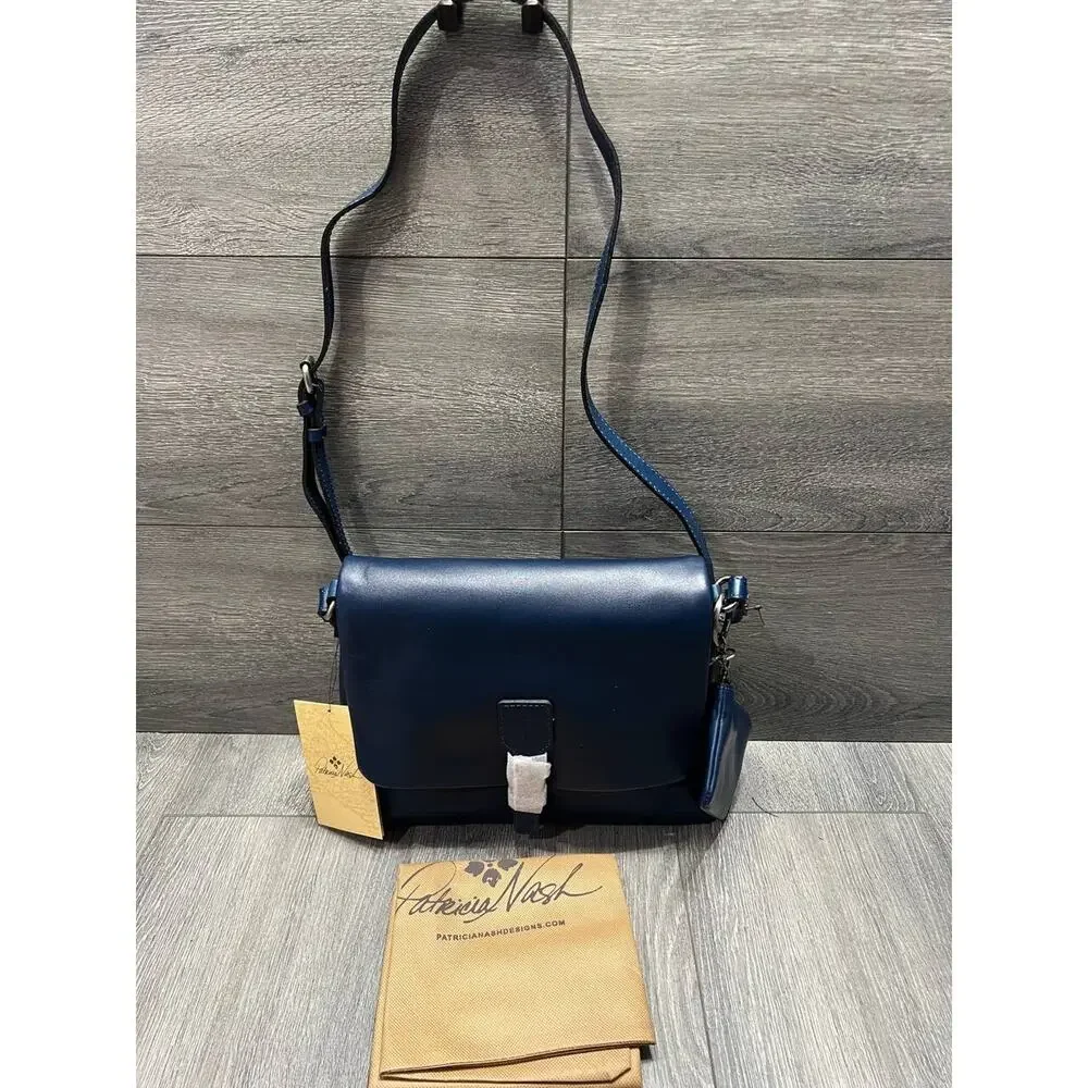 Patricia Nash Leather Medium Flap Crossbody CoinPouch Cerulean Blue, bag A660568