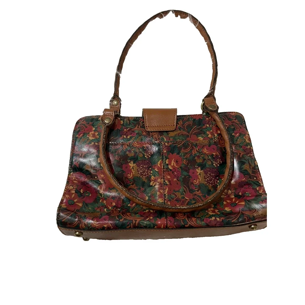 PATRICIA NASH RIENZO Leather SATCHEL Shoulder Bag RUSTIC NATURE PRINT B000575