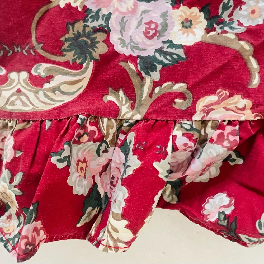 Ralph Lauren Vintage Marseilles 2 piece Red Ruffle Floral King Size Pillow cases