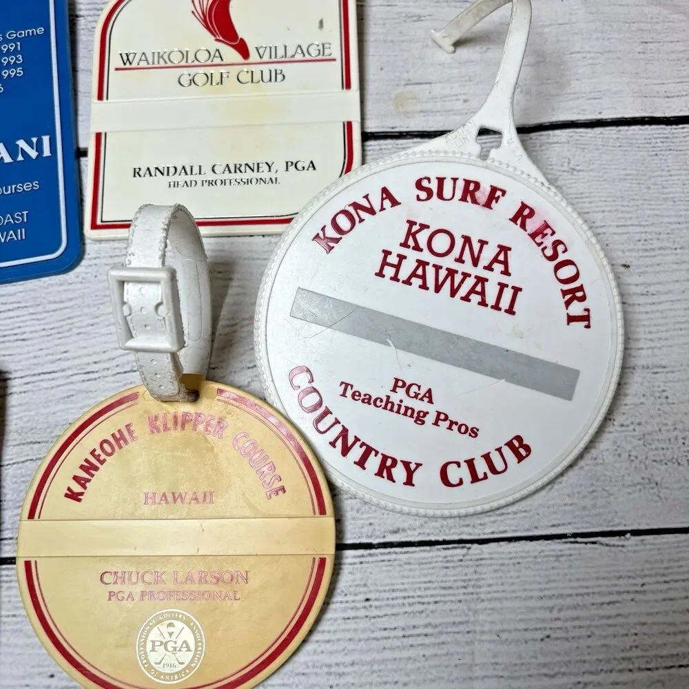 Vintage Golf Bag Tag Lot of 5 Hawaii Kona Mauna Lani Waikoloa Kaneohe Klipper